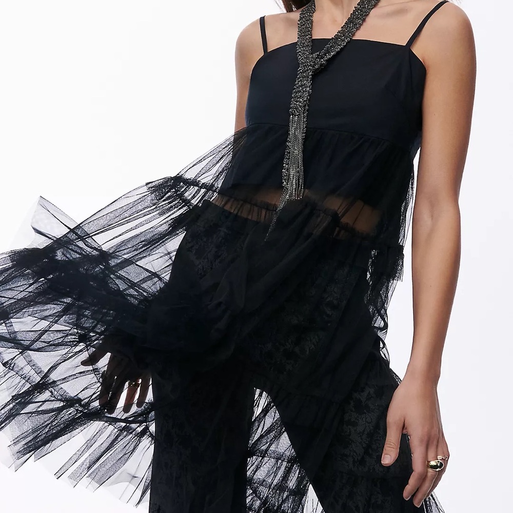 Maeve Tiered Tulle Tunic Blouse